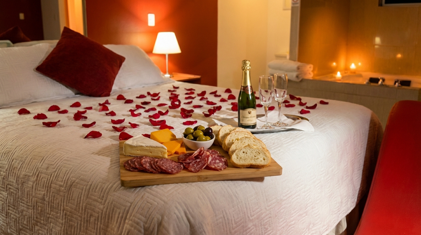 Suite con jacuzzi privado, sillón del amor y ambiente íntimo — Motel Ipanema Talca